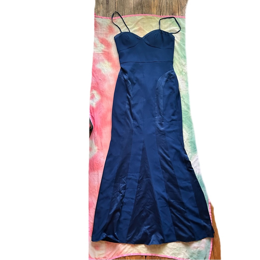 Aidan by Aidan Mattox Navy Blue Sweetheart Neckline Maxi Formal/Black Tie Dress